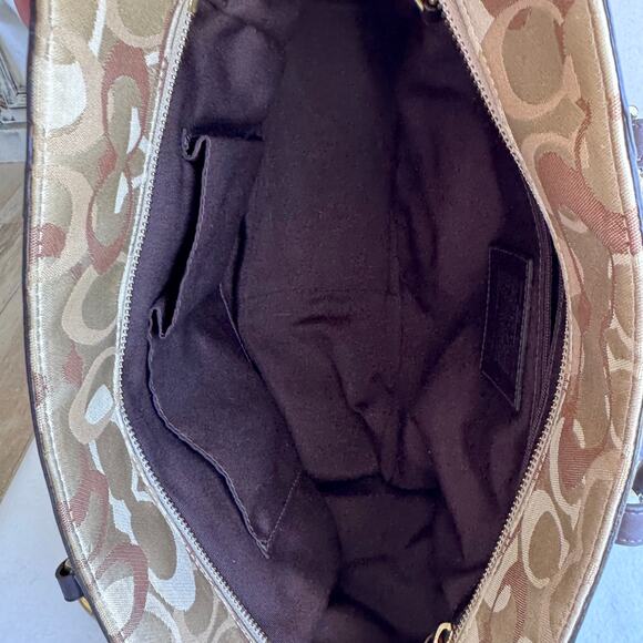 Vintage Coach Patchwork Signature Jacquard & Suede Gold/Tan Tote F06Q‑10383 - Picture 9 of 11